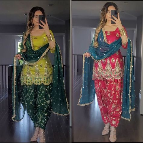 Dhoti Suits Designs, Panjabi Dress, Dhoti Salwar, Patiala Dress, Panjabi Suit, Red Kurti, Suit Indian, Patiyala Suit, Suit Green