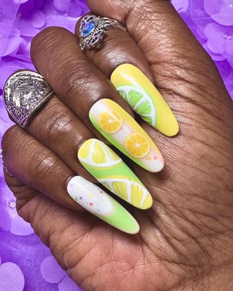 A little lemon and lime for those drinks your sipping 🍹 while enjoying this Spring weather! Used for this set: @madam_glam 💰 Save with my code: aisha30_1 🤑 Base coat No Wipe Top Coat Gel polish in King of GLAM, Lightborn, Aries Season, The Kings Speech & Perfect White #nailart #nailsofinstagram #nailsoftheday #nailaddict #nailtech #nailartist #nailsnailsnails #naildreamzbyaisha #ohionails #ohionailtech #cincinnatinailtech #begginernailtech #nailsonfleek #nailsonpoint #youtuber #pressonnai... The Kings Speech, Soft Gel Tips, Classic Nail Art, Fruit Nails, Classic Nail, Aries Season, Soft Gel Nails, Gel Nail Tips, Inspired Nails