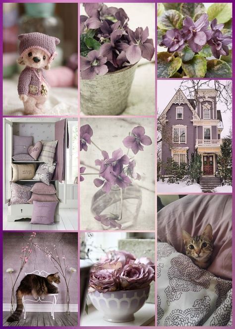 Lilac Color Aesthetic, Cottagecore Bedroom Ideas, Color Inspiration Boards, Color Aesthetic, Pastel Lilac, Color Collage, Sweet Violets, Purple Themes, Beautiful Collage