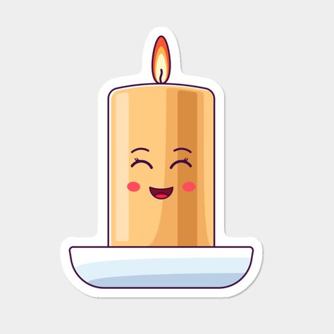 Cartoon Kawaii Burning Wax Candle With Smiling Eyes Sticker By DmitryMayer Design By Humans Witch Things, Winking Face, Smiling Eyes, Diy Diwali Decorations, Cartoon Kawaii, Diwali Diy, Eye Stickers, Face Stickers, Diwali Decorations