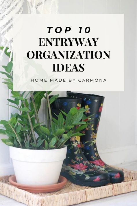 A well-organized entryway can save you so much time when you're running out the door. Here are my top entryway organizing ideas! | Home Made by Carmona #entryway Coat Closet Organization Ideas, Organizing Ideas Home, Entryway Organization Ideas, Organized Entryway, Best Closet Organization, Coat Closet Organization, Door Entryway, Spice Cabinet, Coat Closet