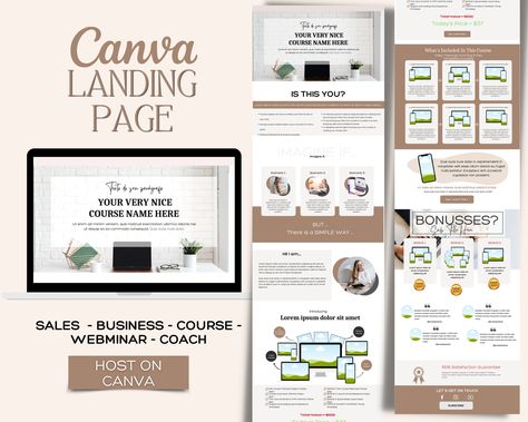 Website Course, Sales Page Template, Sales Template, List Website, Style Web, Canva Website, Landing Page Template, Sales Page, Club Card