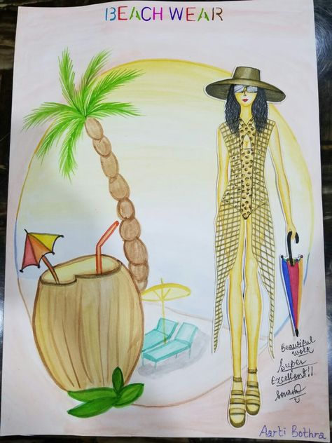 Beach masti Beach Wear For Women, Bullet Journal Themes, Journal Themes, Girls Illustration, Beach Wear, Resort Wear, Fashion Illustration, To Draw, Create Yourself