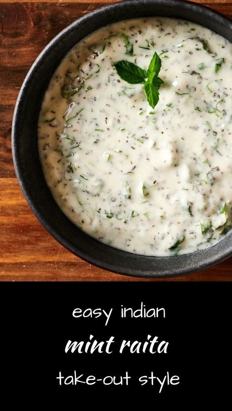 Rita Recipes Indian, Christmas Tapas, Indian Food Vegetarian, Indian Mint Sauce, Mint Raita Recipe, Mint Raita, Tapas Night, Tandoori Marinade, Recipes Sauces