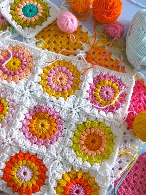 Patchwork granny square blanket