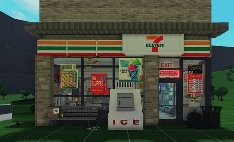 Bloxburg City Stores Ideas, 7 Eleven Bloxburg Build, Bloxburg Riverside Decal, Bloxburg 7 Eleven Codes, Bloxburg Decals Codes 7 Eleven, Bloxburg Tokyo City Layout, Bloxburg Airfryer, Bloxburg Town Essentials, Bloxburg Town Park Ideas