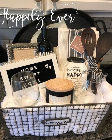 Home Closing Gift Baskets, Realtor Closing Baskets For Clients, Housewarming Party Gift Ideas, Realtor Housewarming Gift Ideas, Welcome Home Basket Housewarming Gifts, Realtor Client Gift Ideas, Realtor Basket Ideas, Closing Gifts For Realtors, New Home Basket Gift Ideas