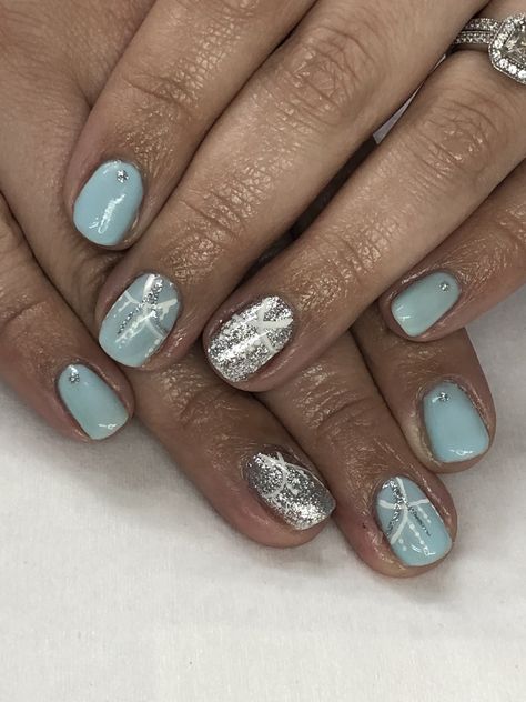 Simply Elegant Pale Blue & Silver Gel Nails Pale Blue Nails, Silver Gel Nails, Shellac Nails, Silver Nails, Gel Nail Designs, Wedding Things, Blue Nails, Gel Nail, Winter Nails