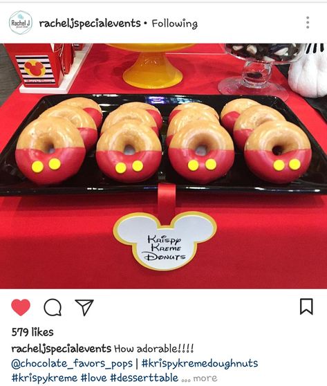 Love it!! Need to call them Mickey Mouse Doughnut, Mickey Mouse Brunch Ideas, Mickey And Minnie 3rd Birthday Party, Mickey Mouse Dessert Table Ideas, Mickey Mouse Breakfast Ideas, Mickey Mouse Snacks For Party, Mickey Party Food, Mickey Mouse Party Food Ideas, Mickey Mouse Birthday Food Ideas