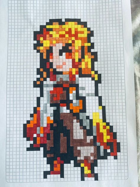 Demon Slayer Perler Beads, Demon Slayer Pixel Art, Easy Pixel Art, Pixel Art Templates, Pixel Drawing, Pixel Art Characters, Pixel Art Grid, Pixel Design, Minecraft Pixel Art