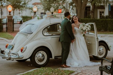 Vw Beetle Wedding Car, Wedding Beetle Car, Volkswagen Beetle Photoshoot, Bug Photoshoot, Volkswagen Wedding, Beetle Wedding Car, Ethereal Garden, Classic Car Photoshoot, Car Photoshoot