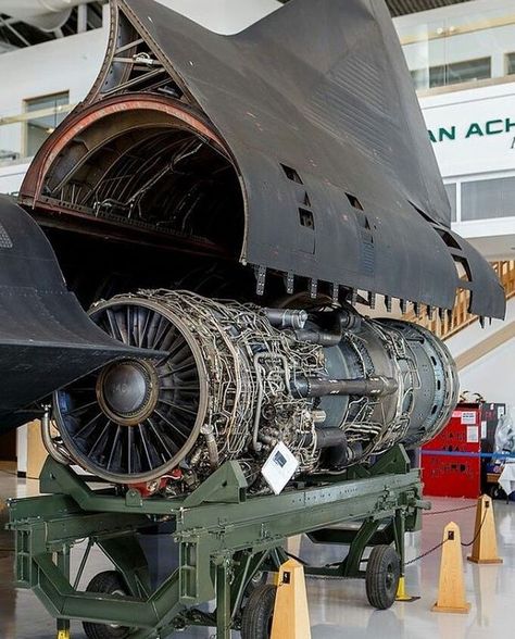 The Pratt & Whitney J58 (company designation JT11D-20) was a jet engine that powered the Lockheed A-12, and subsequently the YF-12 and the SR-71 aircraft. The J58 was a single-spool turbojet with an afterburner. It had a unique bleed from the compressor to the afterburner which gave increased thrust at high speeds. Lockheed Sr-71 Blackbird, Lockheed Sr 71, Airplane Engine, Sr 71 Blackbird, Reconnaissance Aircraft, Sr 71, Gas Turbine, Military Airplane, Aircraft Engine