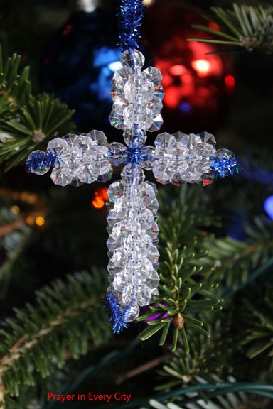 Make Easy Bead Cross Christmas Ornament Beaded Christmas Ornaments Patterns Free, Bead Cross Stitch, Make Christmas Ornaments, Keep Christ In Christmas, Christ In Christmas, Beaded Ornaments Diy, Bead Cross, Christmas Tree Beads, Beaded Christmas Decorations