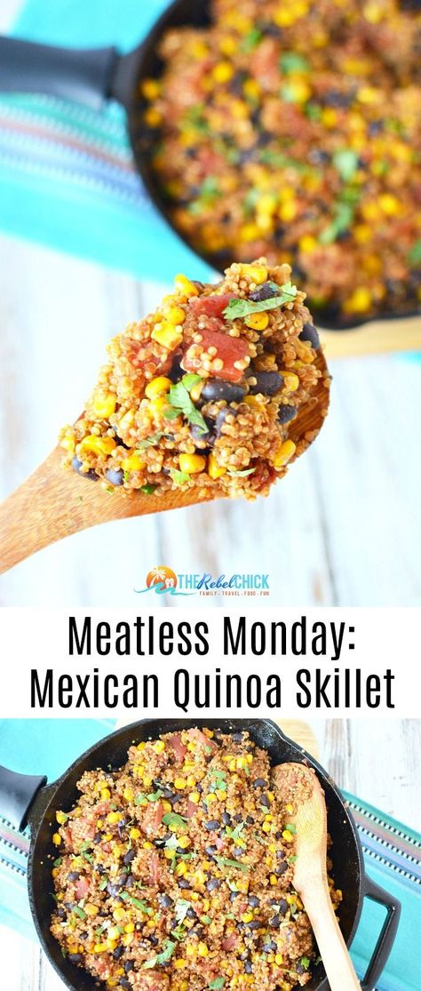 Quinoa Skillet, Hungry Monster, Slow Cooker Pasta Recipes, Mexican Quinoa, Year Challenge, Vegetarian Mexican, Protein Dinner, Meatless Monday Recipes, Meatless Recipes