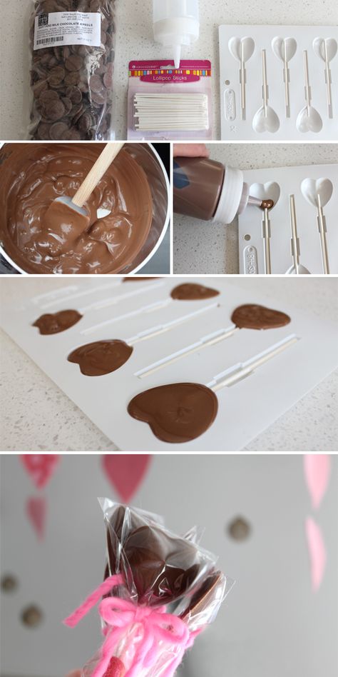 How To Make Chocolate Lollipops, Diy Lollipop, Valentines Recipes, Home Made Candy, Lollipop Recipe, Pop Sugar, Chocolate Candy Recipes, Chocolate Pops, Diy Food Gifts