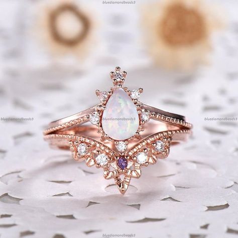 Engagement,Engagement Ring,Wedding Ring,Wedding,Ring For Her,Gift For Her,Birthday Ring,Promise Ring,Gift For Love,Ring For Wife,Opalite Ring Opalite Ring, Rose Quartz Ring Engagement, Fire Opal Engagement Ring, Opal Engagement Ring Set, Rose Gold Ring Set, Rose Gold Opal Ring, Diamond Band Engagement Ring, Quartz Engagement Ring, Rose Gold Quartz