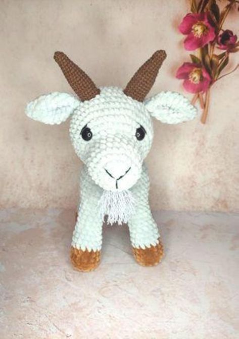 Goat amigurumi pattern, Crochet farm animals pattern, Plush goat crochet pattern, English pattern amigurumi pdf Goat Crochet Pattern, Goat Amigurumi, Goat Crochet, Wolf Amigurumi, Goat Pattern, Crochet Farm, Crochet Woodland, Crochet Farm Animals, Animals Crochet