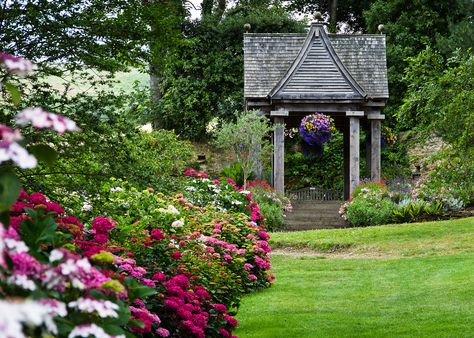 https://flic.kr/p/oiSmEa | Abbotsbury Subtropical Gardens | Fantastic herbaceous border packed with hydrangeas of every shade of pink leading the eye to the pavilion sitting high in the corner of this fabulous walled garden area. A great place to take a seat; either out of the sun or, perhaps more often in England, to take shelter from the rain! Subtropical Cottage Garden, English Gardens, Herbaceous Border, Take Shelter, Country Cottage Style, Garden Area, The Pavilion, Walled Garden, French Country Cottage