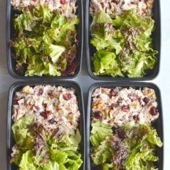 Chicken Salad Meal Prep, Cranberry Walnut Chicken Salad, Walnut Chicken Salad, Cheap Meal Prep, Walnut Chicken, Easy Chicken Salad, Cheap Meal, Protein Lunch, Salad Meal Prep