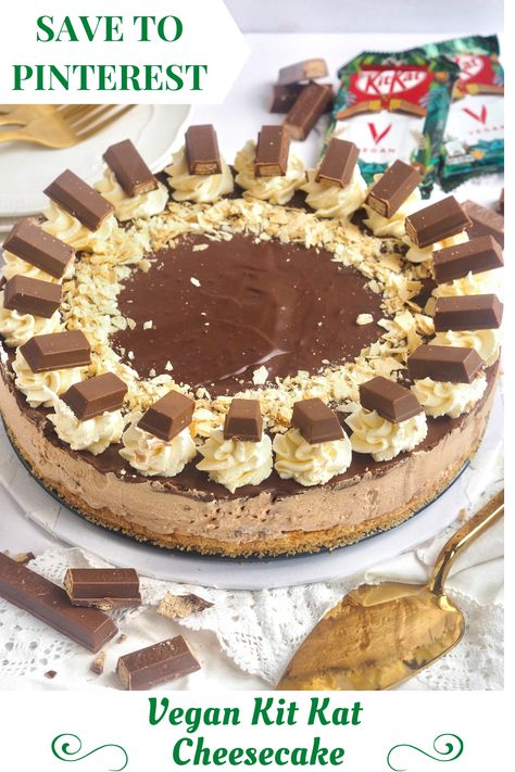 Kit Kat Cheesecake, Kit Kat Cookies, Bourbon Biscuit, Stuffed Brownies, No Bake Recipe, Cookies Vegan, Creamy Chocolate, Chocolate Cheesecake, Kit Kat