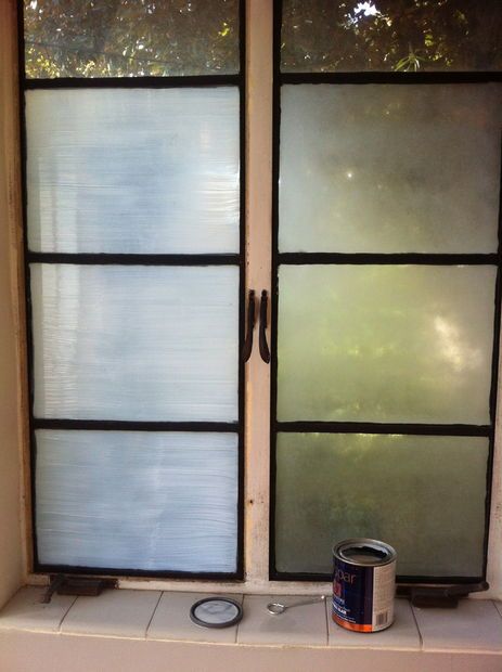 Picture of Step 2: First Coast of Tintable Glaze Frosted Window Diy, Diy Frosted Glass Window, Bathroom Window Privacy, Frosted Glass Paint, Privacy Windows, Mobile Home Makeover, Frosted Glass Window, Window Glazing, House Crafts