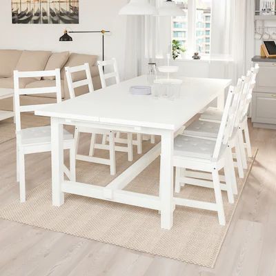 Large Dining Table Sets for 6 - IKEA Bord Design, Ikea Store, Table Extensible, Under The Table, Diy Chair, Comfy Chairs, Rustic White, Wooden Dining Tables, Table Seating