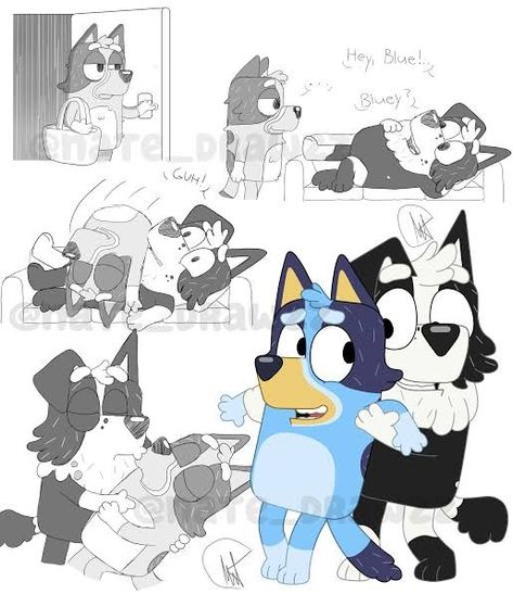 Mackenzie X Bluey, Bluey X Mackenzie, Bluey Mackenzie, Bluey Fan Art, Bluey Funny, Bluey Fanart, Bingo And Bluey, Bluey Art, Bluey Y Bingo