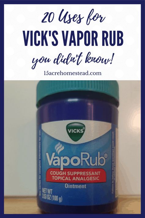 20 Uses for Vick's Vapor Rub You Should Know - 15 Acre Homestead Uses For Vapor Rub, Vics Vapor Rub, Vicks Rub, Flat Tummy Tips, Vapo Rub, Vicks Vapor Rub, Vicks Vapor, Vicks Vaporub Uses, Uses For Vicks