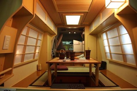 Tiny Home Ideas, Van Conversion Build, Campervan Ideas, Toyota Van, Van Dwelling, Diy Campervan, Japanese Interior Design, Campervan Interior, Camper Living