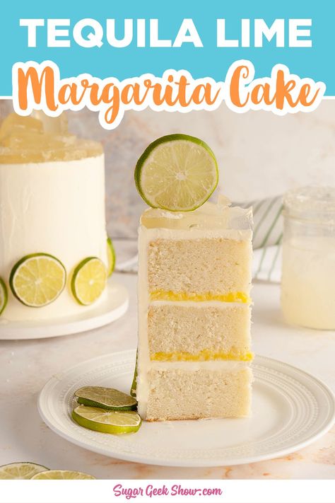 Margarita Cake With Tequila Lime Jell-O Layer – Sugar Geek Show Margarita Cake Recipe, Tequila Cake, Tube Cake, Lumberjack Cake, Margarita Cake, Key Lime Cake, Sugar Geek, Lime Curd, Lime Cake