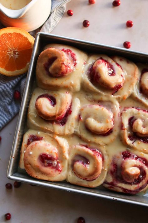 Cranberry Orange Rolls - Lo's Kitchen Cranberry Orange Rolls, Orange Filling, Ultimate Cookie Recipe, Orange Cinnamon Rolls, Festive Bread, Orange Sweet Rolls, Brioche Dough, Cranberry Cinnamon, Fluffy Dinner Rolls