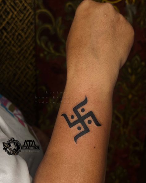 Swastik Tattoo Design By 🔥🔥 @tattooist_annu_rathore #TheArtThatDiesWithYou #tattooistannu #tattooart #meaningfultattoos #swastiktattoo Tattoo by Artist_ Annu Rathore (The First Female Tattoo Artist Of Central India Madhya Pradesh Indore Title Award Winner) #artistsoninstagram #annu_rathore😊😊 #annurathore #nametattoo #annuartist #theannustattooacademy #indoretattoostudio Thanks for looking at us. We love to have a feedback for our Artist, Work & Studio. At The Annu’s Tattoos & Academy 📍ADD-shop no. 56 one center ,nearby ramesh dosa in front of 56 dukan, Indore , Madhya Pradesh 452001 Annu_Rathore 8982418566 , 8602934952 . Swastik Tattoo, Female Tattoo Artist, Gents Bracelet, S Tattoos, Work Studio, Artist Work, Female Tattoo Artists, Female Tattoo, Madhya Pradesh