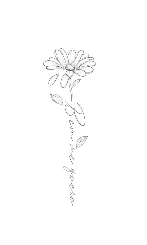 Writing Flower Tattoo, Flower Tattoos With Stem, Parents Tattoo Ideas Honoring, Anklet Tattoos, Daisy Tattoo, Writing Tattoos, Text Tattoo, Spine Tattoos For Women, Cute Tiny Tattoos