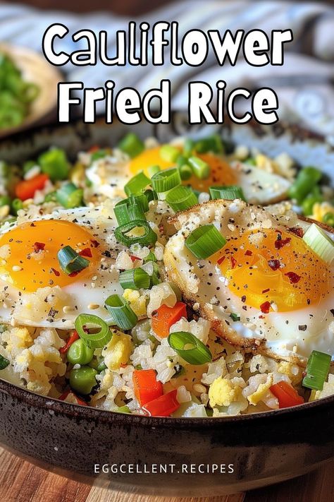 If you are craving a healthy and tasty meal, this Cauliflower Fried Rice with Eggs is a perfect choice. #Cauliflower Fried Rice recipes #Cauliflower Fried Rice recipes with chicken #cauliflower fried rice recipes easy #keto cauliflower fried rice recipes easy #cauliflower fried rice keto #cauliflower fried rice with shrimp #cauliflower fried rice with chicken #cauliflower fried rice recipes healthy #cauliflower fried rice whole 30 #cauliflower fried rice recipes shrimp Fried Rice Recipes Easy, Boiled Eggs Lunch Ideas, Lunch Ideas Eggs, Eggs Lunch Ideas, Eggs Dinner Ideas, Dinner Ideas With Eggs, Eggs For Dinner Recipes, Lunch With Eggs, Eggs For Lunch