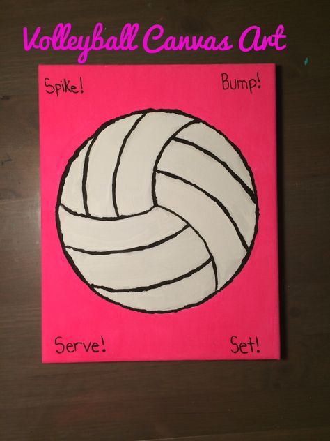 Volleyball Canvas Art! Volleyball Canvas Painting, Volleyball Painting Ideas On Canvas, Volleyball Paintings On Canvas, Volleyball Face Paint, Volleyball Crafts For Kids, Volleyball Painting Ideas, Volleyball Painting, Volleyball Art, Volleyball Crafts