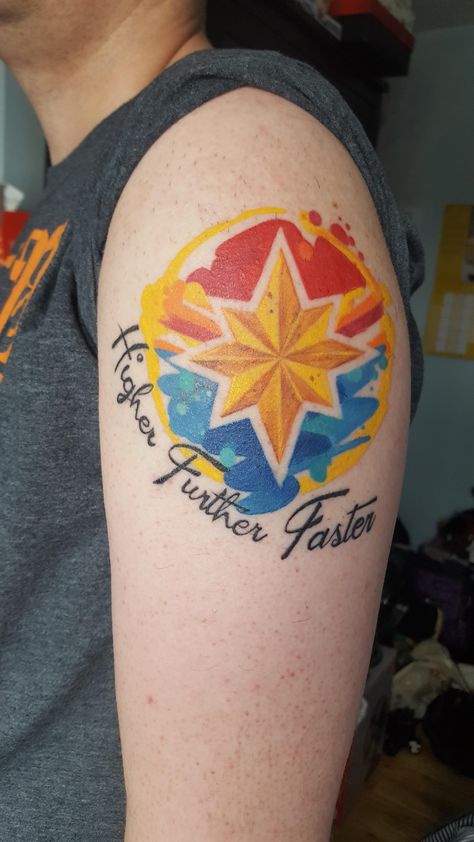 Captain Marvel Tattoo, Marvel Tattoos, A Tattoo, Captain Marvel, Geometric Tattoo, Watercolor Tattoo, Of My Life, My Life, Wonder Woman