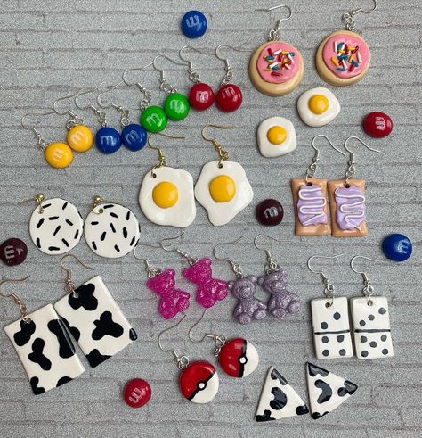 Diy Fimo, Polymer Clay Flower Jewelry, Diy Earrings Polymer Clay, Handmade Clay Jewelry, Tanah Liat, Polymer Clay Diy, Polymer Clay Jewelry Diy, Cute Polymer Clay, Earrings Diy