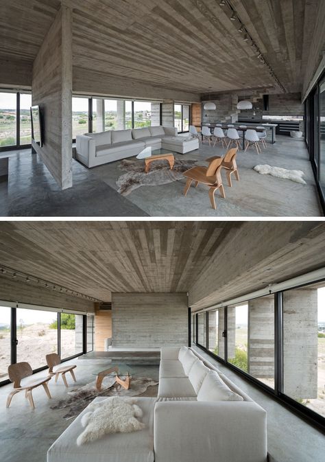 Brutalist Interior, Concrete Interiors, Concrete Houses, Concrete Home, Cozy Living Spaces, Concrete House, Concrete Floor, House Architecture Design, House Flooring