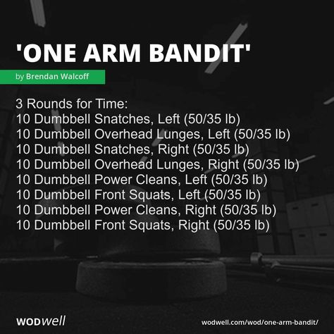 One Arm Bandit, Arm Wod Crossfit, Dumbbell Crossfit Wod, Dumbbell Wod, Wods Crossfit, Crossfit Workouts Wod, Crossfit Workouts At Home, Crossfit At Home, Crossfit Wods