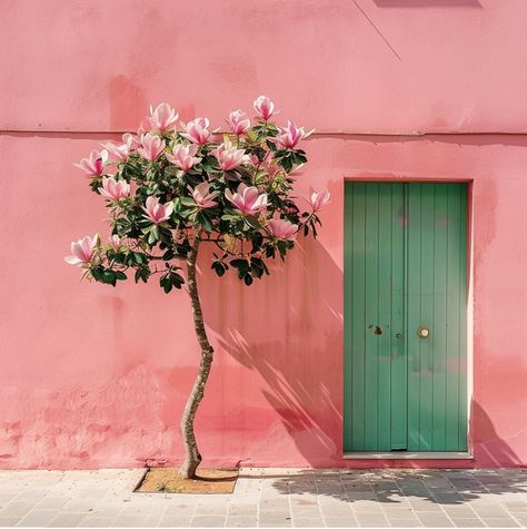 Organic Graphic Design, Dreamy Places, Door Art, Door Inspiration, Nature Color Palette, Green Door, Pink Houses, Old Doors, Green Landscape