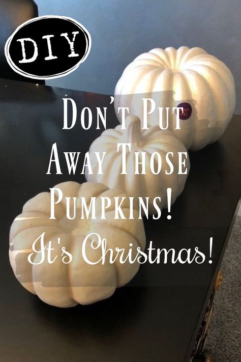 How To Use Pumpkins For Christmas Decor, Repurpose Pumpkins For Christmas, Pumpkin Snowman Diy, Christmas Tower, Diy For Christmas, Christmas Craft Diy, Pumpkin Snowmen, Pumpkins Diy, Decor Makeover