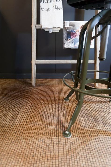 Cork Floors: Remodeling Resources, Ideas + Materials | Apartment Therapy Sustainable Flooring, Cork Tiles, Cork Wall, Cork Flooring, Basement Flooring, Flooring Options, Linoleum, Floor Design, Wood Cabinets