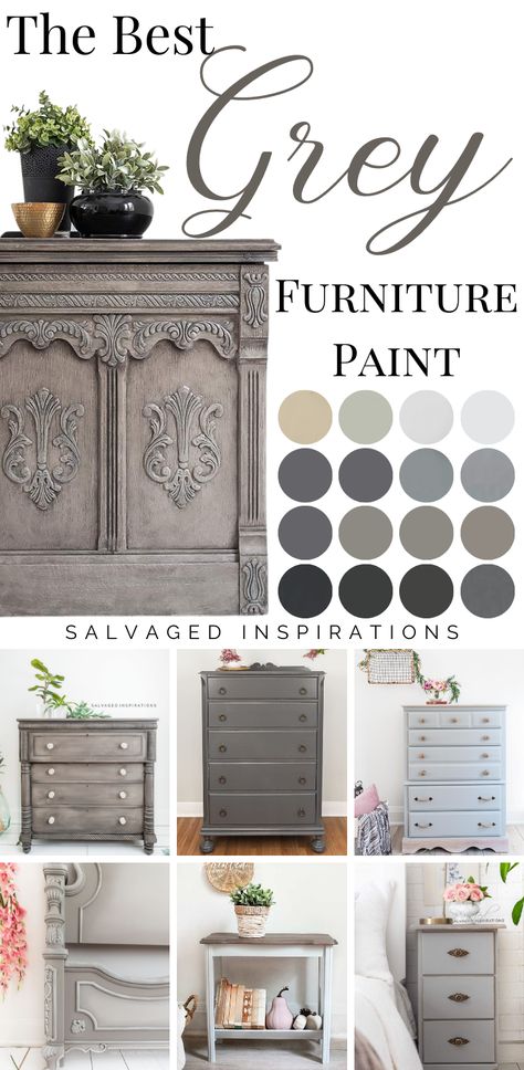 Grey Paint Furniture, Grey Chalk Paint Cabinets, Grey Furniture Paint Colors, Antique Grey Paint, Light Grey Chalk Paint Furniture, Gray Furniture Paint Color, Dark Gray Distressed Furniture, Grey Milk Paint Furniture, Chalk Paint Colors Ideas Bedroom