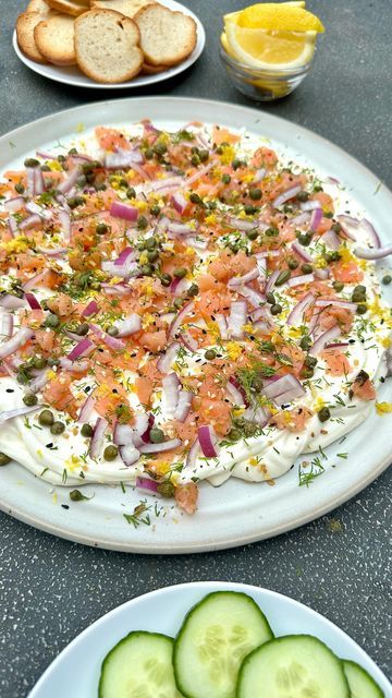 Maegan Brown ~ The BakerMama on Instagram: "This Smoked Salmon Bagel Dip is easy to prep and perfect for a New Years brunch! 🤩🕰️✨ a creamy, dreamy dip is topped with all the familiar flavors a great smoked salmon bagel should have. Comment “brunch” and I’ll DM you the link to my Smoked Salmon Bagel Dip recipe! or tap the link in profile @thebakermama 😋 #TheBakerMama https://thebakermama.com/recipes/smoked-salmon-bagel-dip/ #smokedsalmon #smokedsalmondip #smokedsalmonbagel #nyebrunch #nye #everythingbutthebagel #everythingbutthebagelseasoning #brunch #brunchrecipes" Smoked Salmon Bagel Dip, Smoked Salmon Appetizer Platter, Salmon Bagel Board, Smoked Salmon Dip Recipes, Bagel Dip Recipe, New Years Brunch, Salmon Boats, Smoked Salmon Platter, Bagel Dip