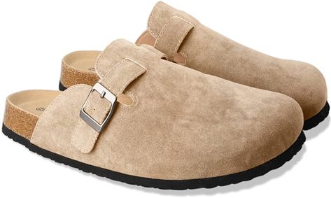 Amazon.com | Boston Clogs for Women Boston Clogs Dupes Suede Soft Leather Clogs Classic Cork Clog Antislip Sole Slippers Waterproof Mules House Sandals with Arch Support and Adjustable Buckle Unisex | Mules & Clogs Boston Clogs, Clogs For Women, Clogs And Mules, Suede Clogs, Men Suede, Womens Mules, Leather Clogs, Womens Clogs, Fall Shoes