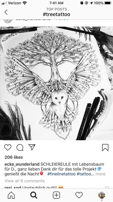 Owl And Tree Tattoo, Owl In Tree Tattoo, Tree Branch Tattoo, Branch Tattoo, Owl Tree, Owl Tattoo, Tree Tattoo, Tree Branches, Tatting