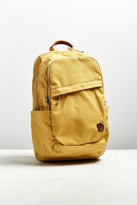 Fjallraven Raven 20 Backpack Mens Backpack Fashion, Backpack Fjallraven, Yellow Backpack, Preteen Fashion, Dress Better, Day Backpacks, Backpack For Teens, Bags Aesthetic, Birthday List