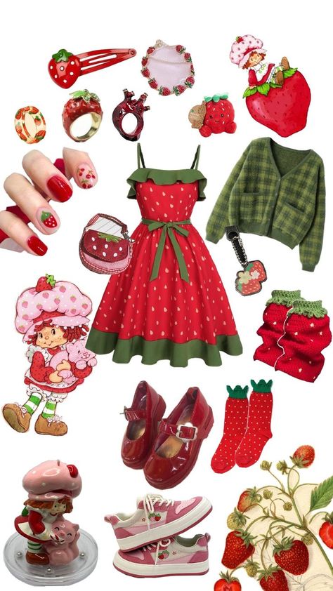 a lil outfit inspo for strawberry themed fits!! Strawberry Shortcake Outfits, Creepypasta Oc, Space Outfit, Art Outfits, Cute Strawberry, Figure Poses, Themed Outfits, Fantasy Fashion, Strawberry Shortcake