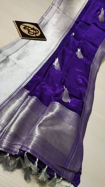 Pure Beneras moonga self silver zari border... Moonga Silk Sarees, Plain Blouse, Saree Wedding, Silk Sarees, Buy Online, Saree, Silk, Pure Products, For Women