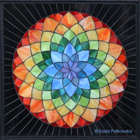 Kasia Mosaics Dahlia Stained Glass Pattern, Dahlia Quilt, Alamosa Colorado, Stained Glass Mosaic Art, Glass Art Techniques, Glass Art Design, Mosaic Art Projects, Mosaic Stained, Mosaic Tile Art